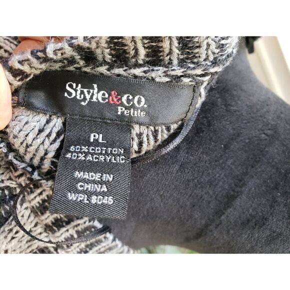 Style & Co. Women's Black Striped Cotton Round Neck Sleeveless Sweater Dress PL - Picture 9 of 10